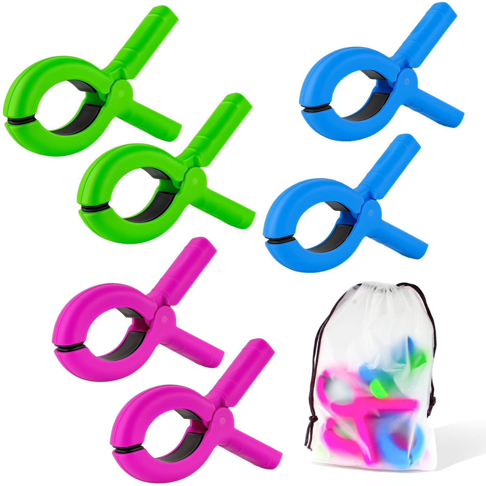 QOPAHI Beach Towel Clips for Chairs 9.5×7×1.8cm, Blue + Green + Pink