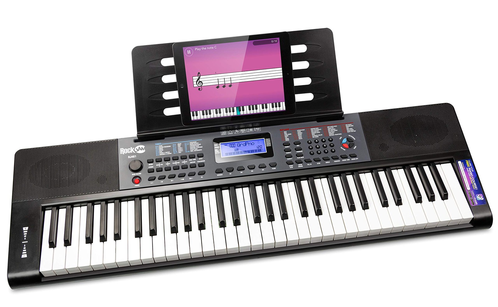 RockJam 61 Key Keyboard Piano with Pitch Bend, 61 Piano, Black