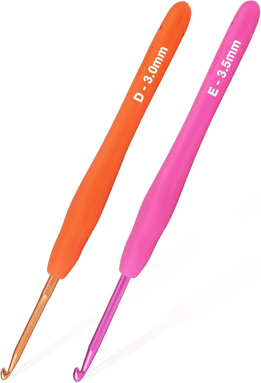 2Pack Size D / 3Mm, E / 3.5Mm Crochet Hooks, Super Smooth & Ergonomic for Beginn