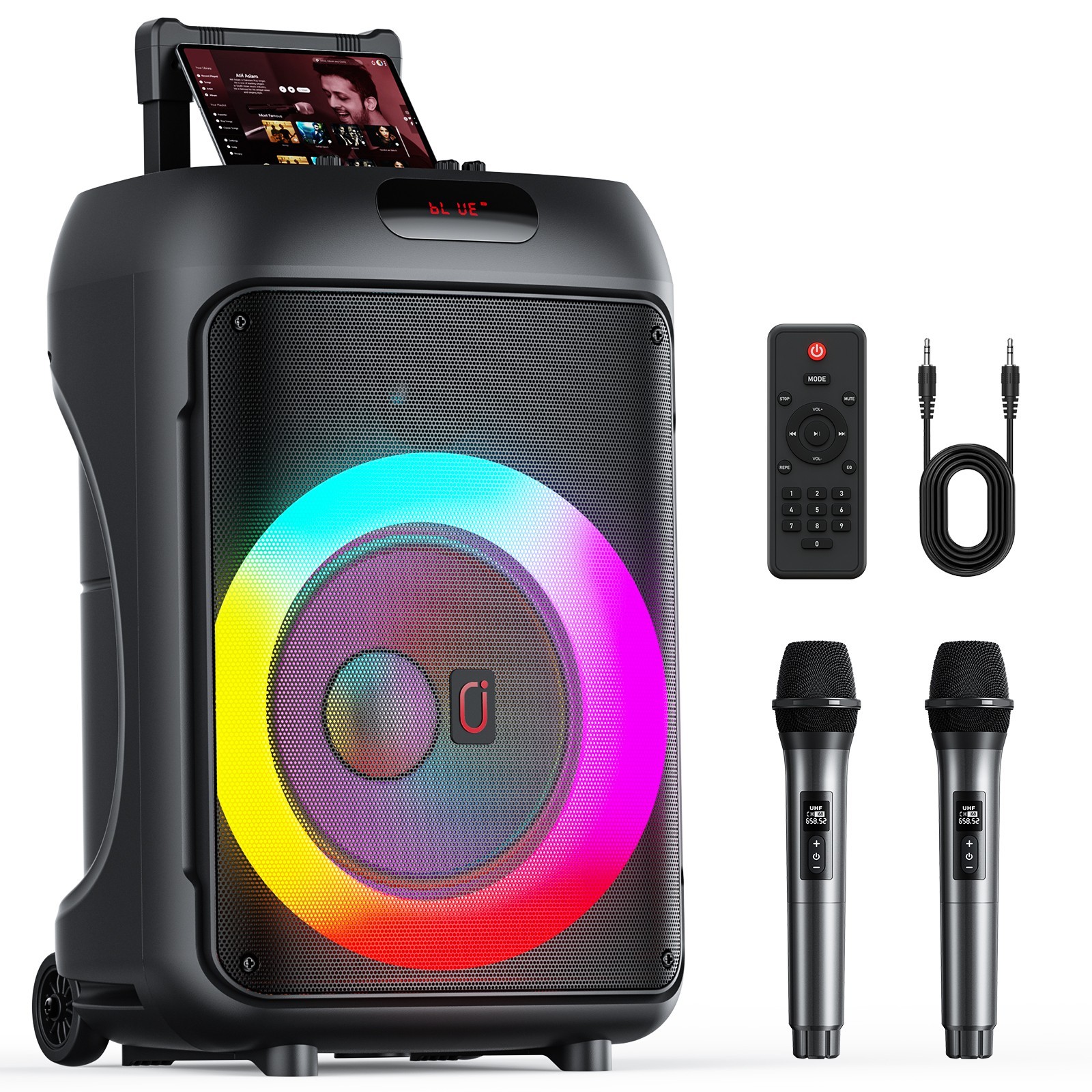 Karaoke Machine Bluetooth Spekaer 3D Stereo Sound 6.5"Subwoofer For Home Party