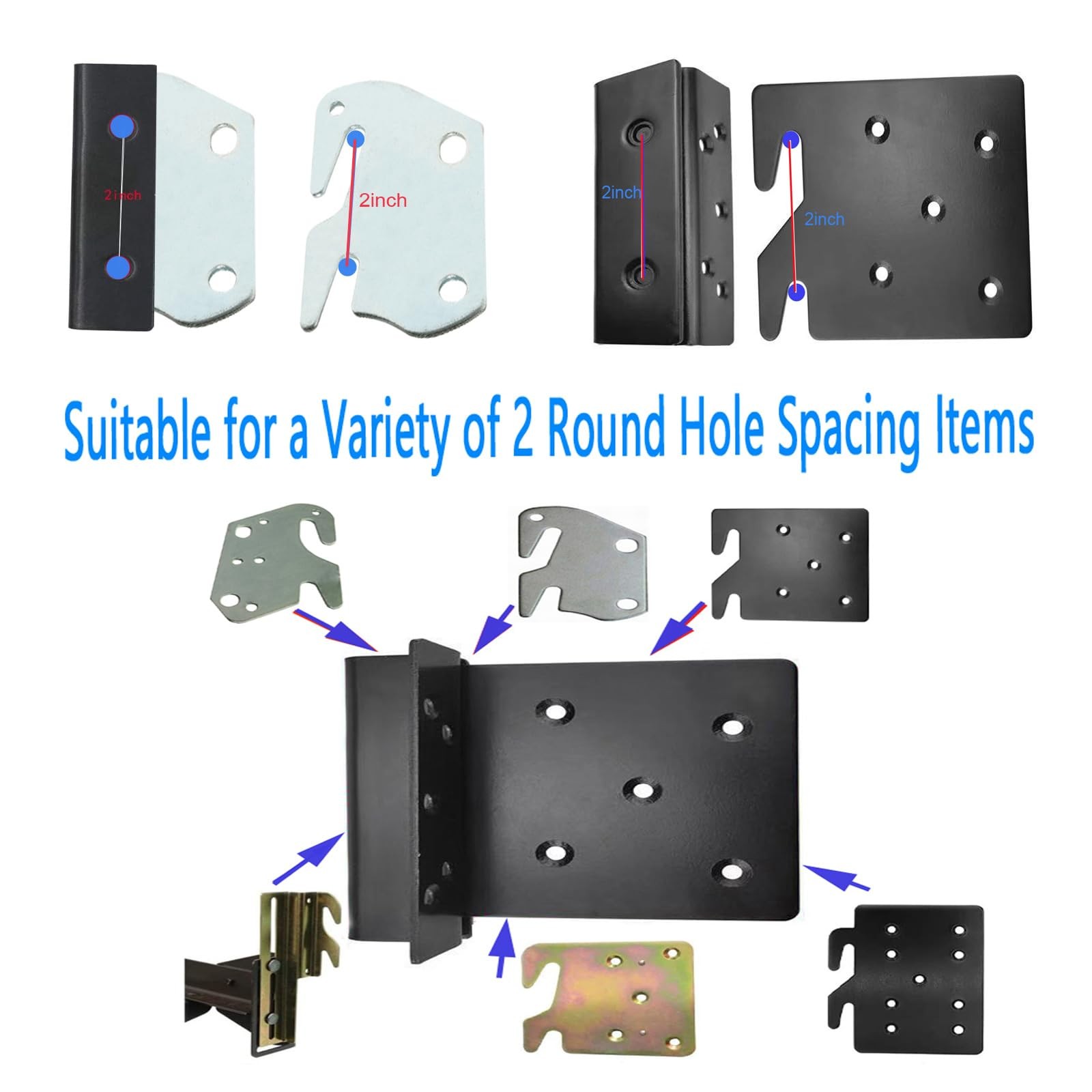 Bed Frame Hardware Bed Post Double Hook Slot Brackets Attachment Hardware, He...
