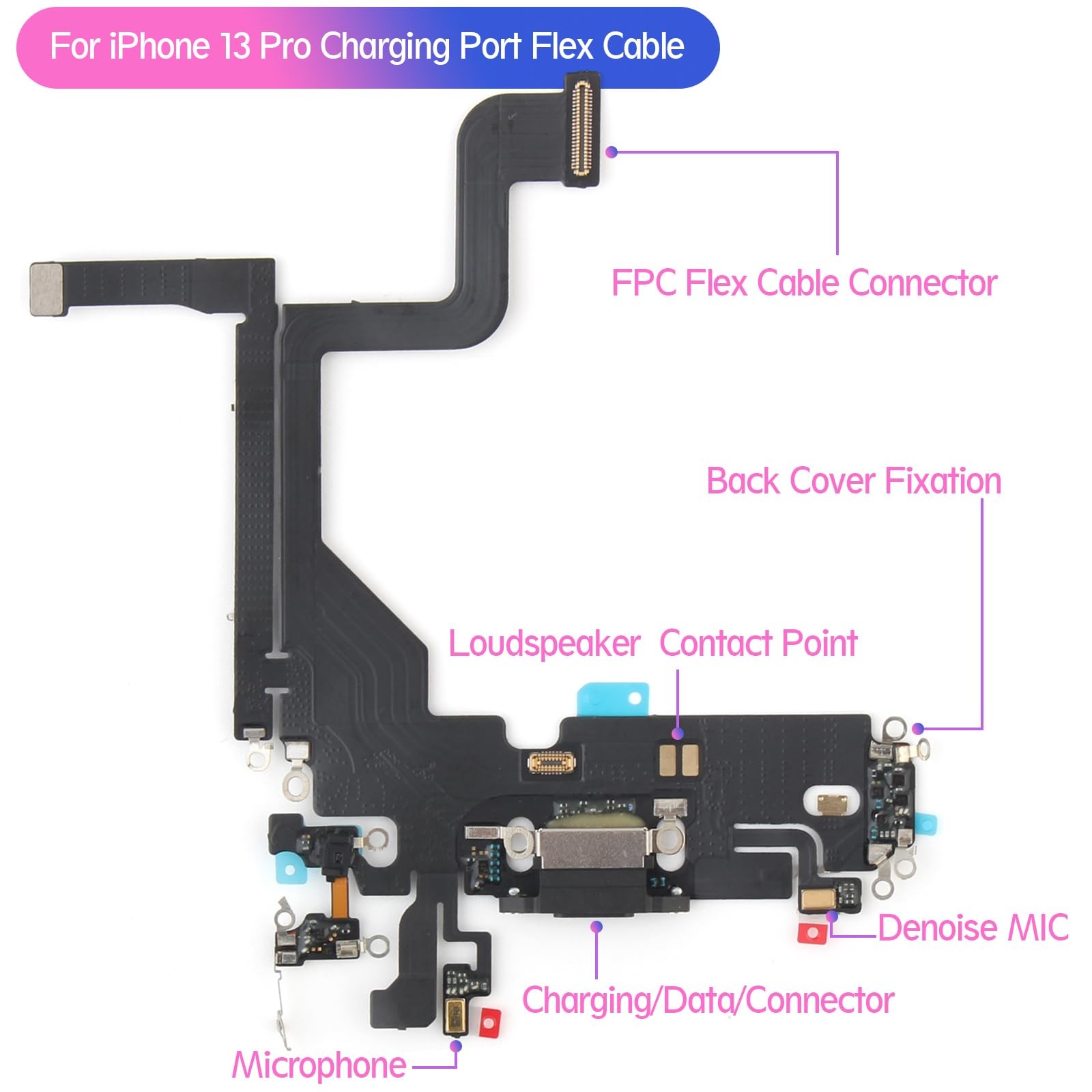 for iPhone 13 Pro Charging Port Flex Cable Replacement for iPhone 13 Pro Repl...