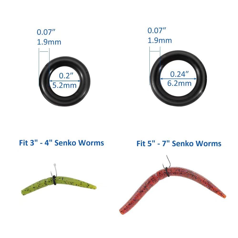 Fishfun Wacky Rig Tool wacky tool+2 sizes rings, tool+100pcs S+101pcs M