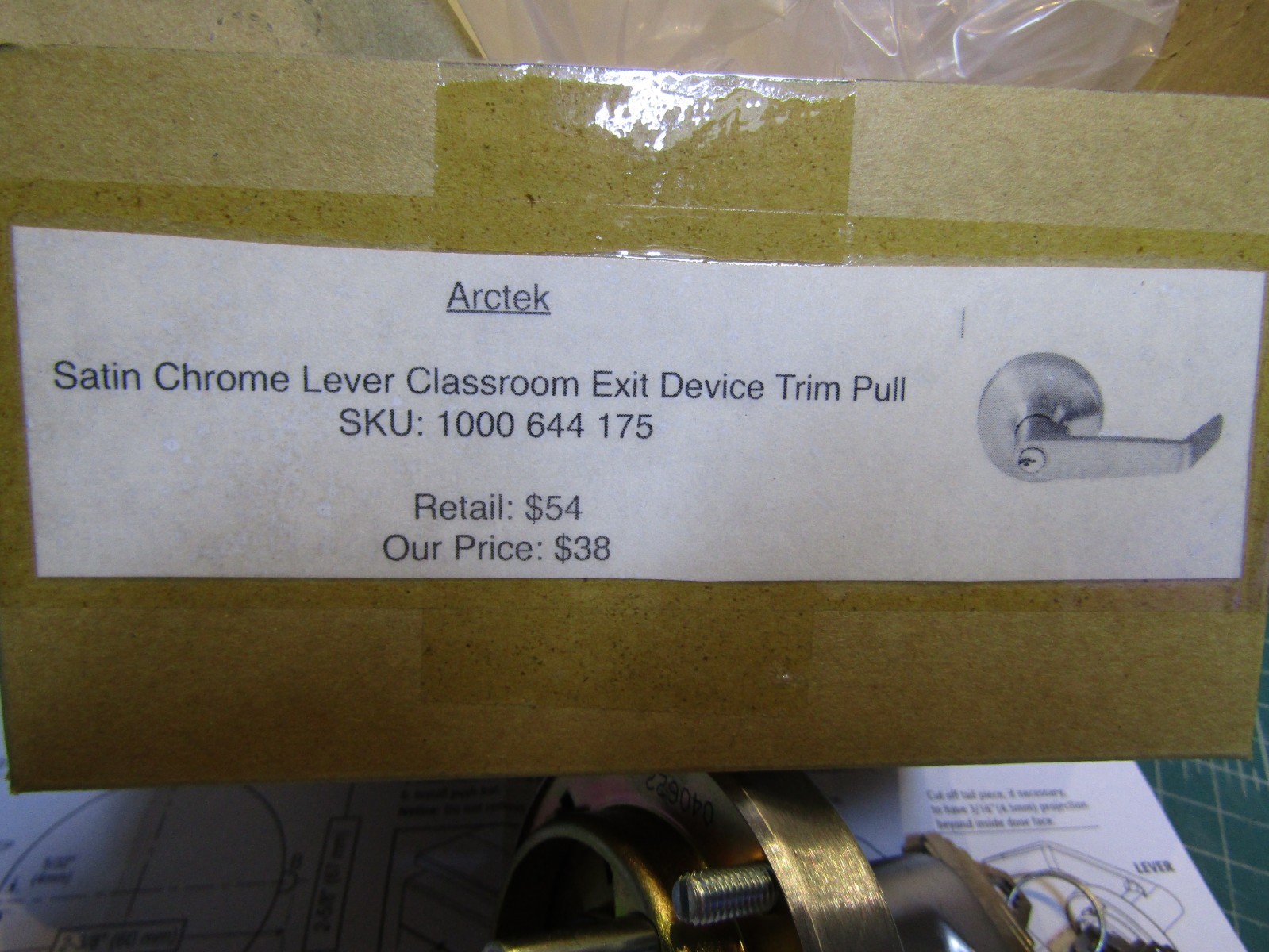 1 – Arctek 80LC Satin Chrome Lever Classroom Exit Device Trim Pull 1000 644 175.