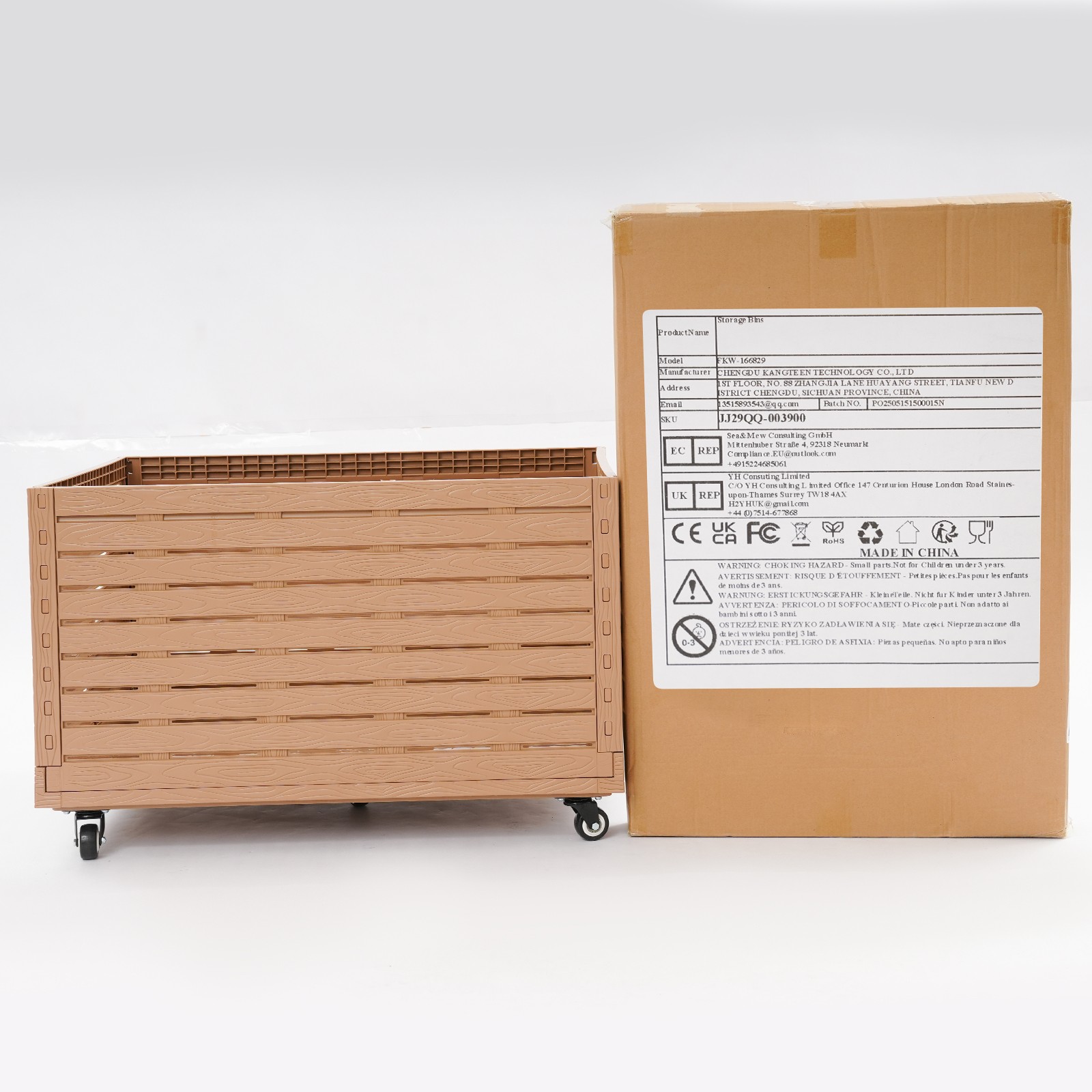 2PCS Foldable Storage Bins Storage Bin Large Capacity Storage Basket with 360°