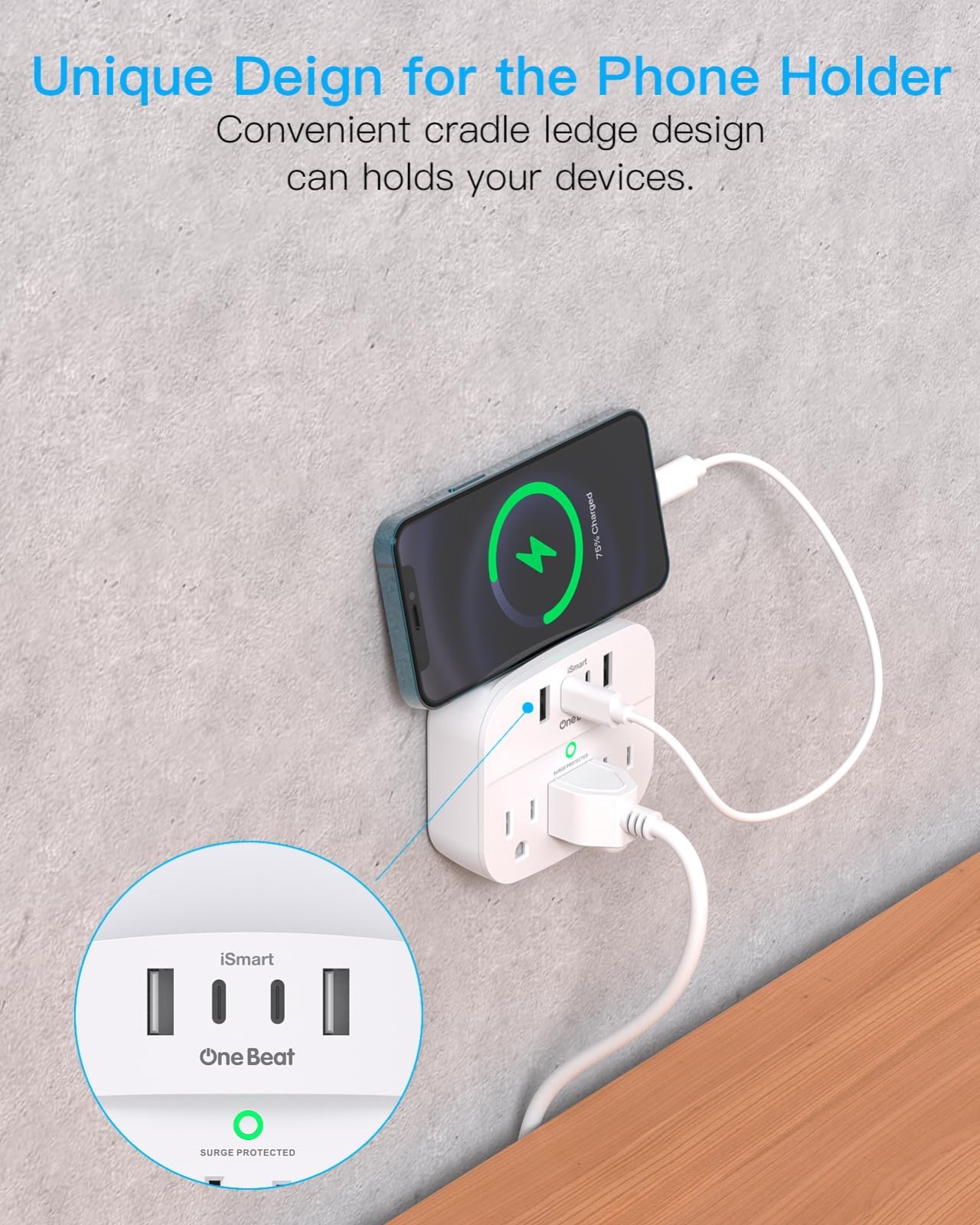 Multi Plug Outlet Splitter with USB, Surge Protector 2 Pack, 3 Outlets & 4 USB P