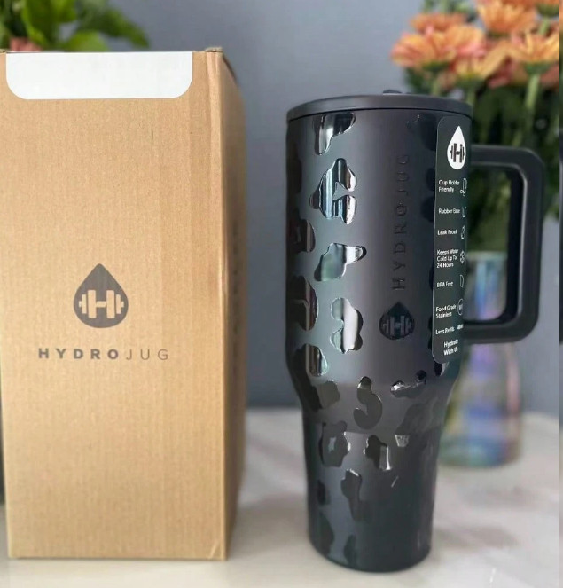 Hydrojug 40oz Black Camo Insulated Tumbler with Handle & Lid Travel Mug