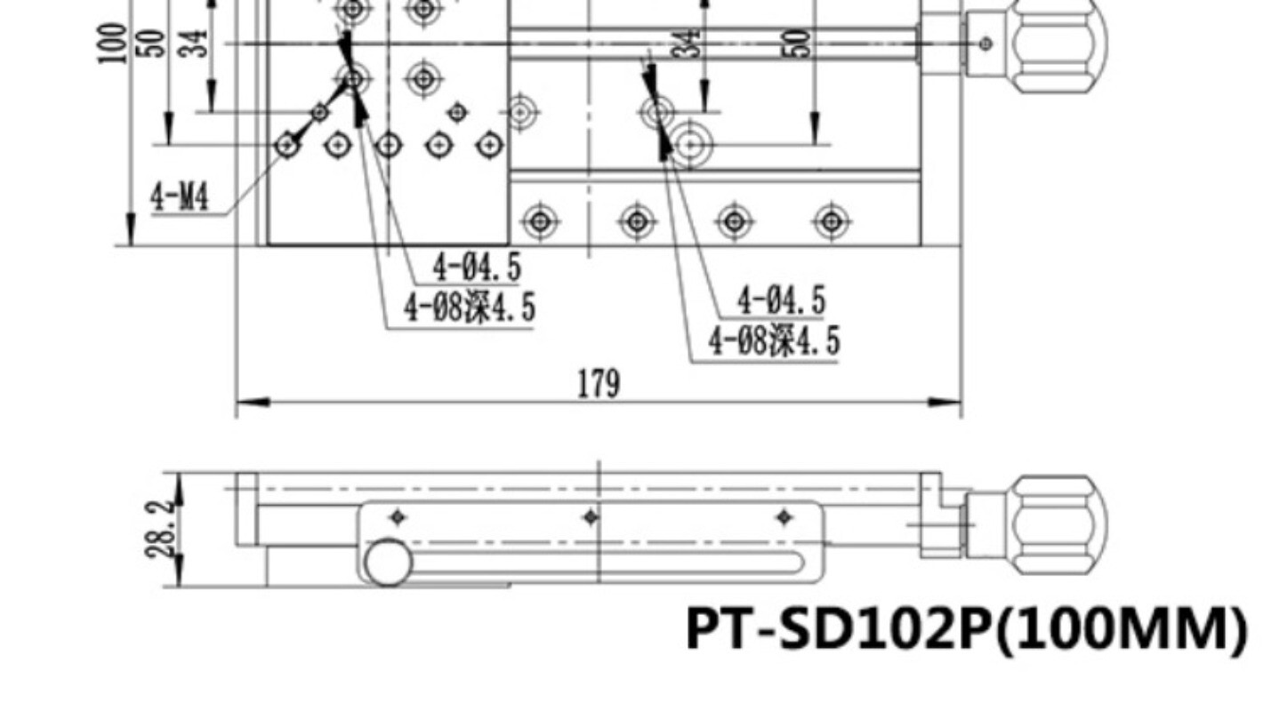 PT-SD102P Manual Translation Table X-axis Sliding Table Moving Table Linear Stag