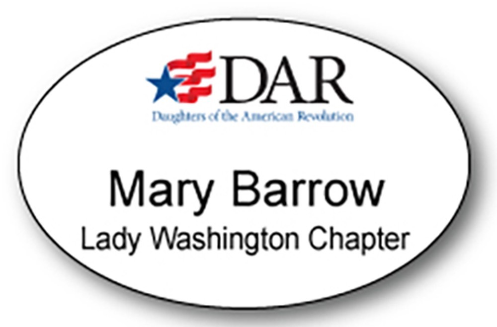 DAR Daughters of the American Revolution OVAL PERSONALIZED NAME BADGE W/ MAGNET