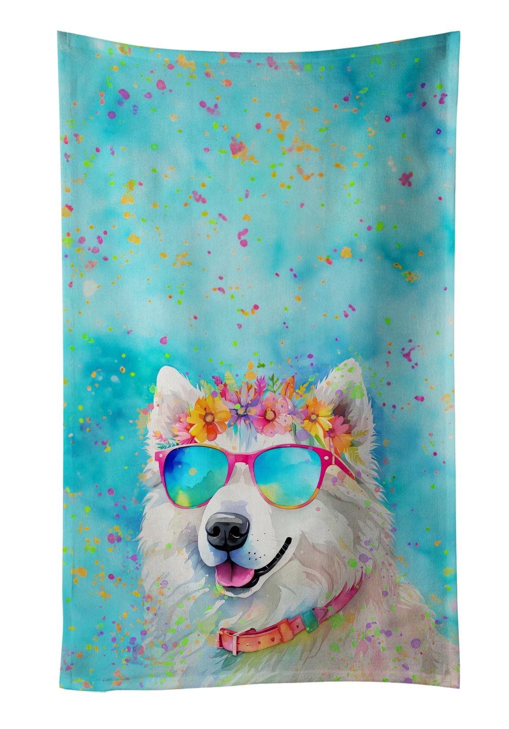Samoyed Hippie Dawg Kitchen Towel Dish Cloths Guest Hand Towel Decorative