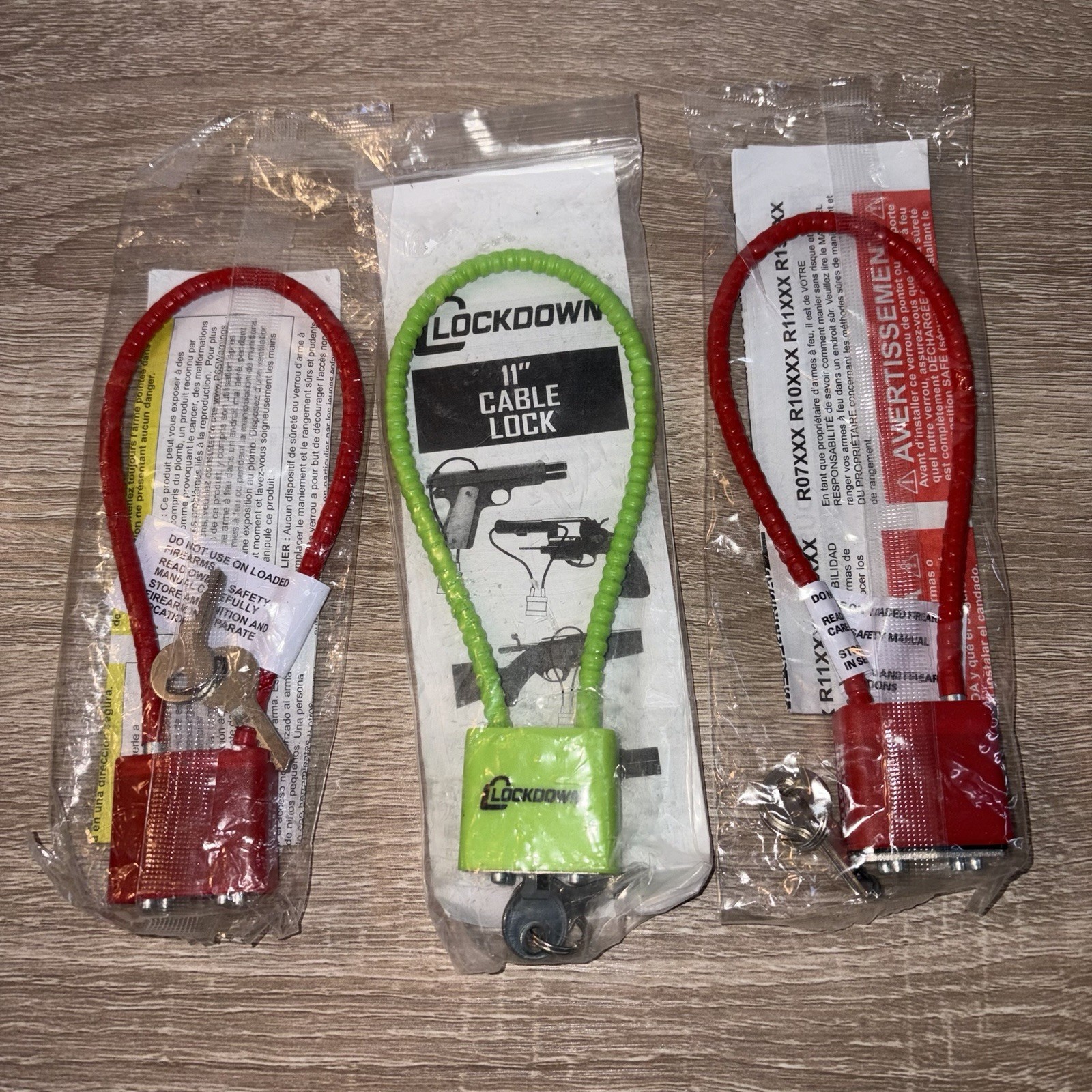 1 Lockdown And 2 Unbranded  11  Inch Handgun Cable Gun Lock Shot Guns Rifle New