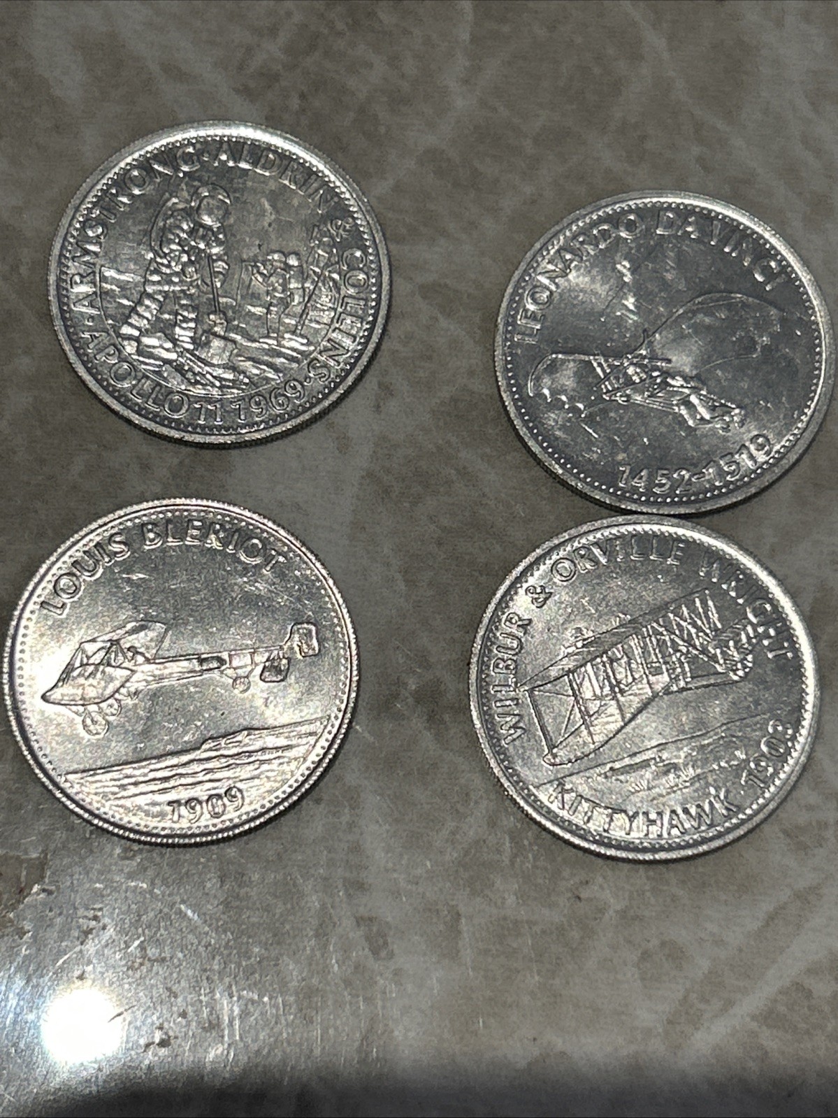 4x Vintage Shell Tokens Man In Flight