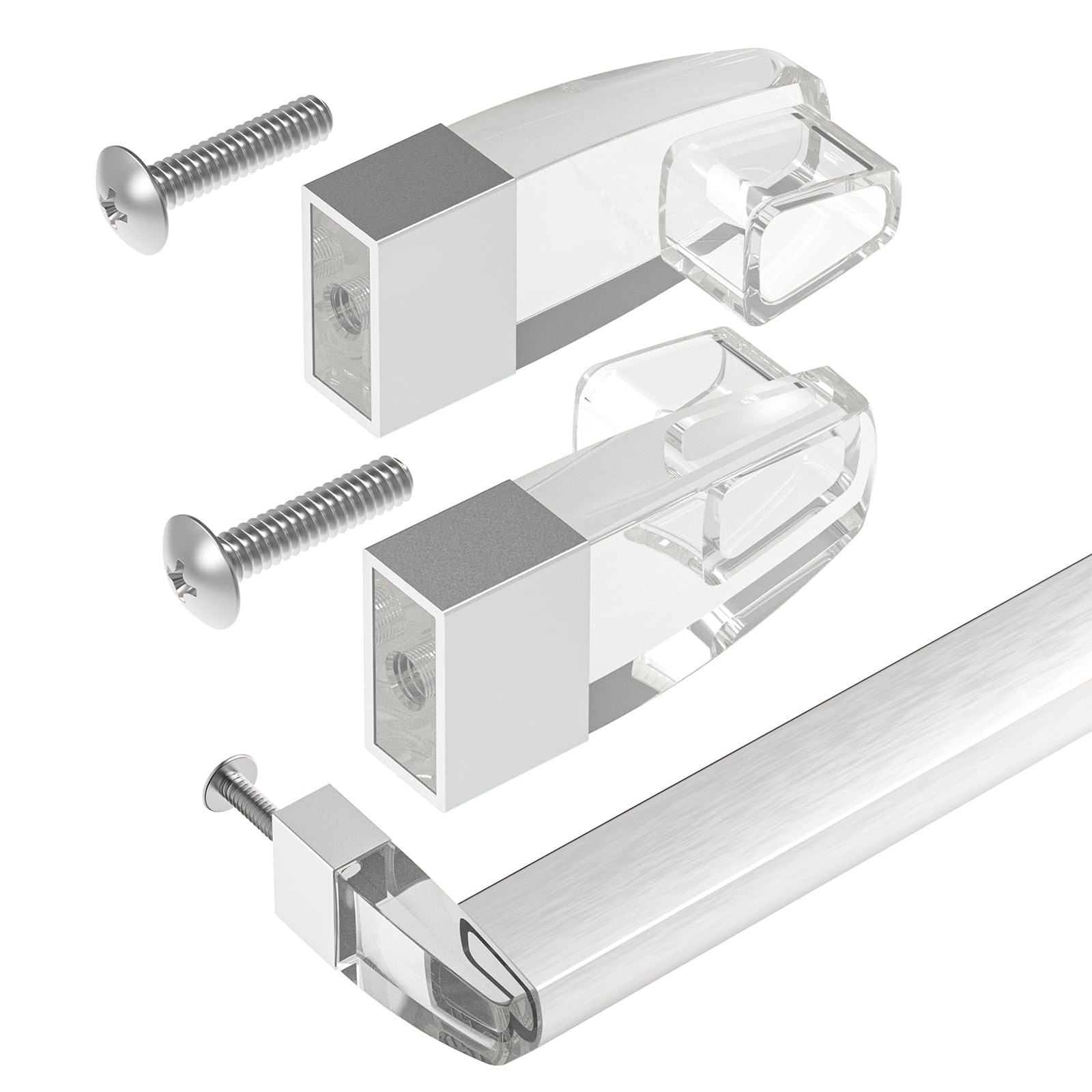 Shuisen Clear Acrylic Shower Door Towel Bar Brackets Fit for Silver