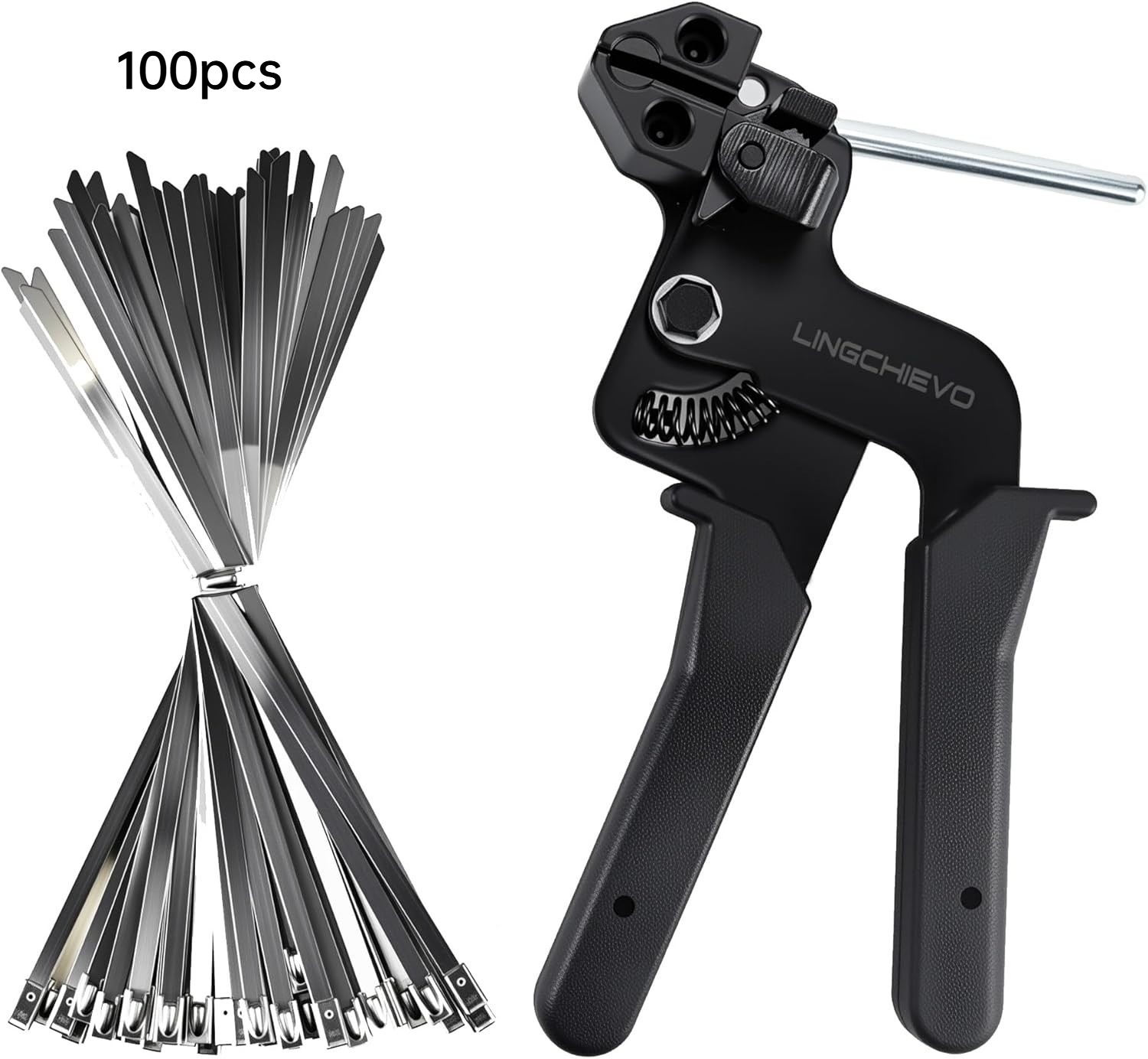 Heavy Duty Metal Zip Tie Gun Kit Cable Tie Tool with 100 Stainless Steel Cables