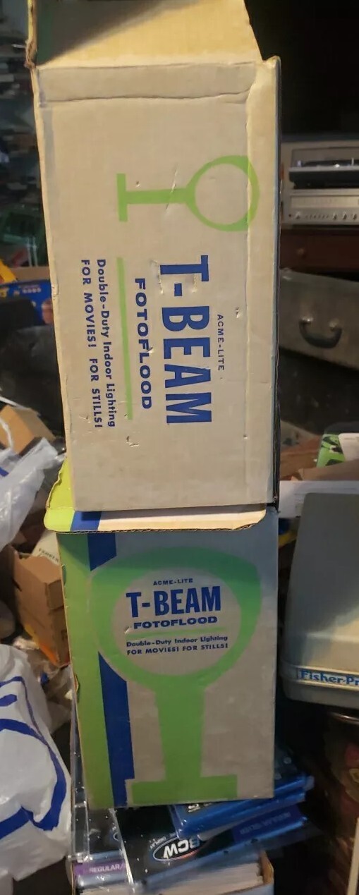 Vintage Acme T-Beam Fotoflood Light For Movies and Photography Original Box X 2