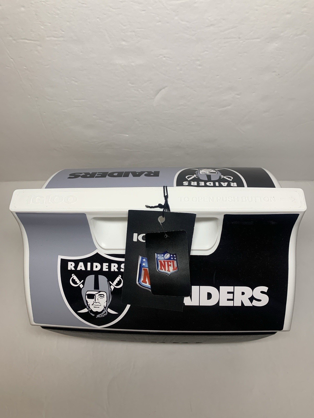 NFL Raiders Cooler Igloo 9 Cans Playmate Black Silver New
