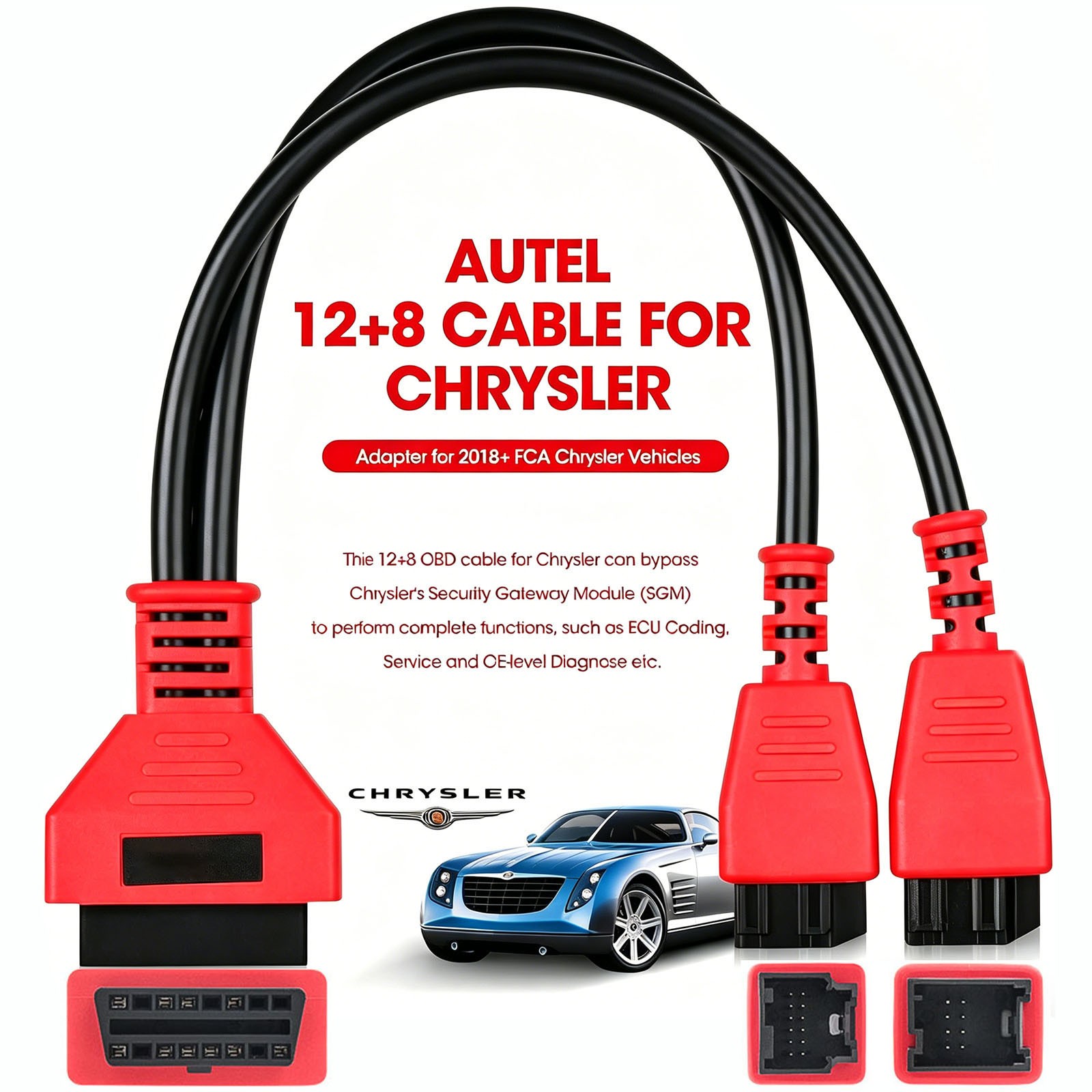 FCA 12 + 8 Cable Adaptor Cable for Chrysler/Dodge Car SE-CUrity Gateway Module