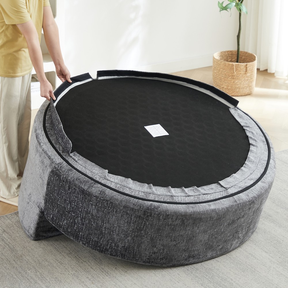 Chenille Foam Swivel Chair, 360° Rotating Modern Sleeper for Living Room, Grey