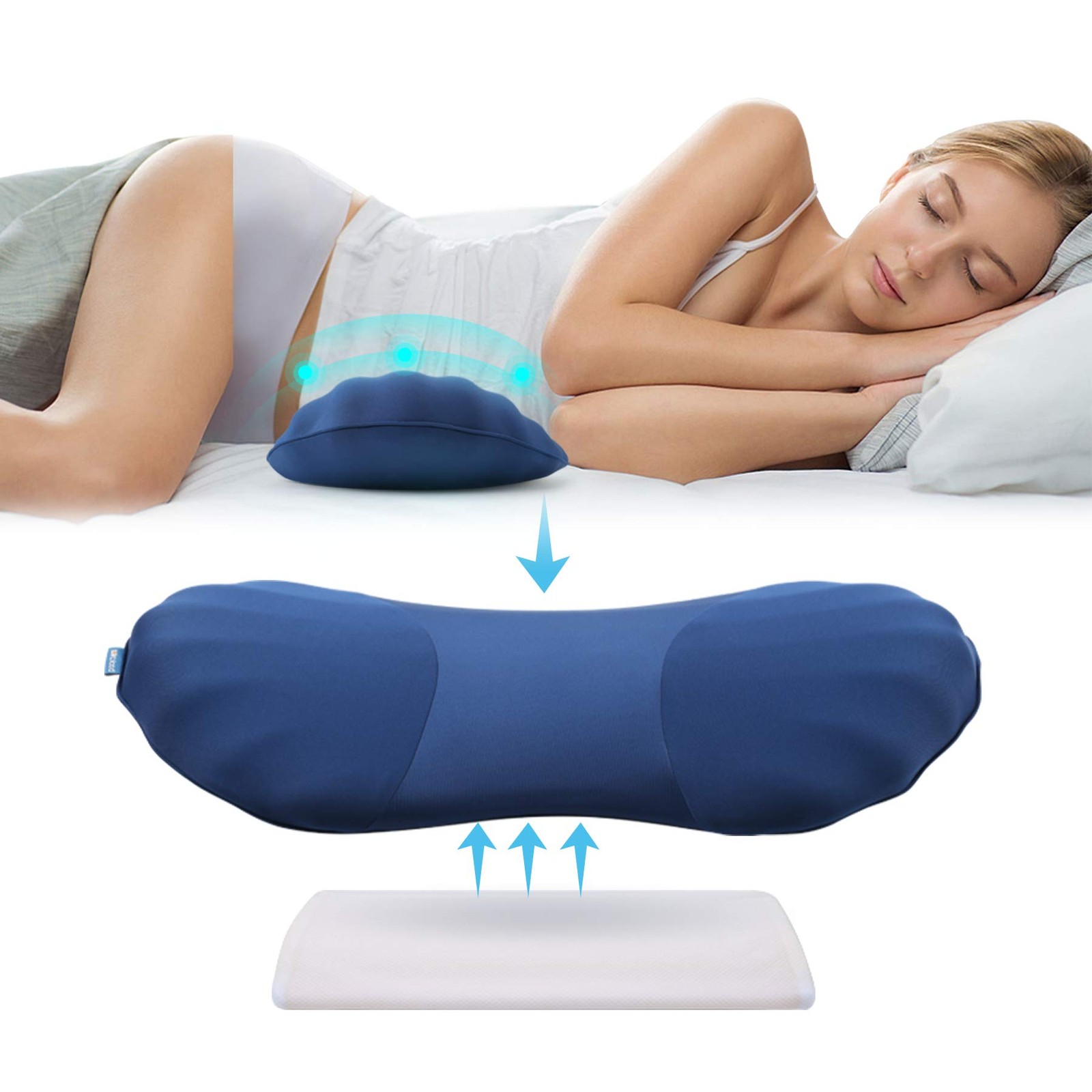 RESTCLOUD Adjustable Lumbar Support Includes a removable pad, Dark Blue
