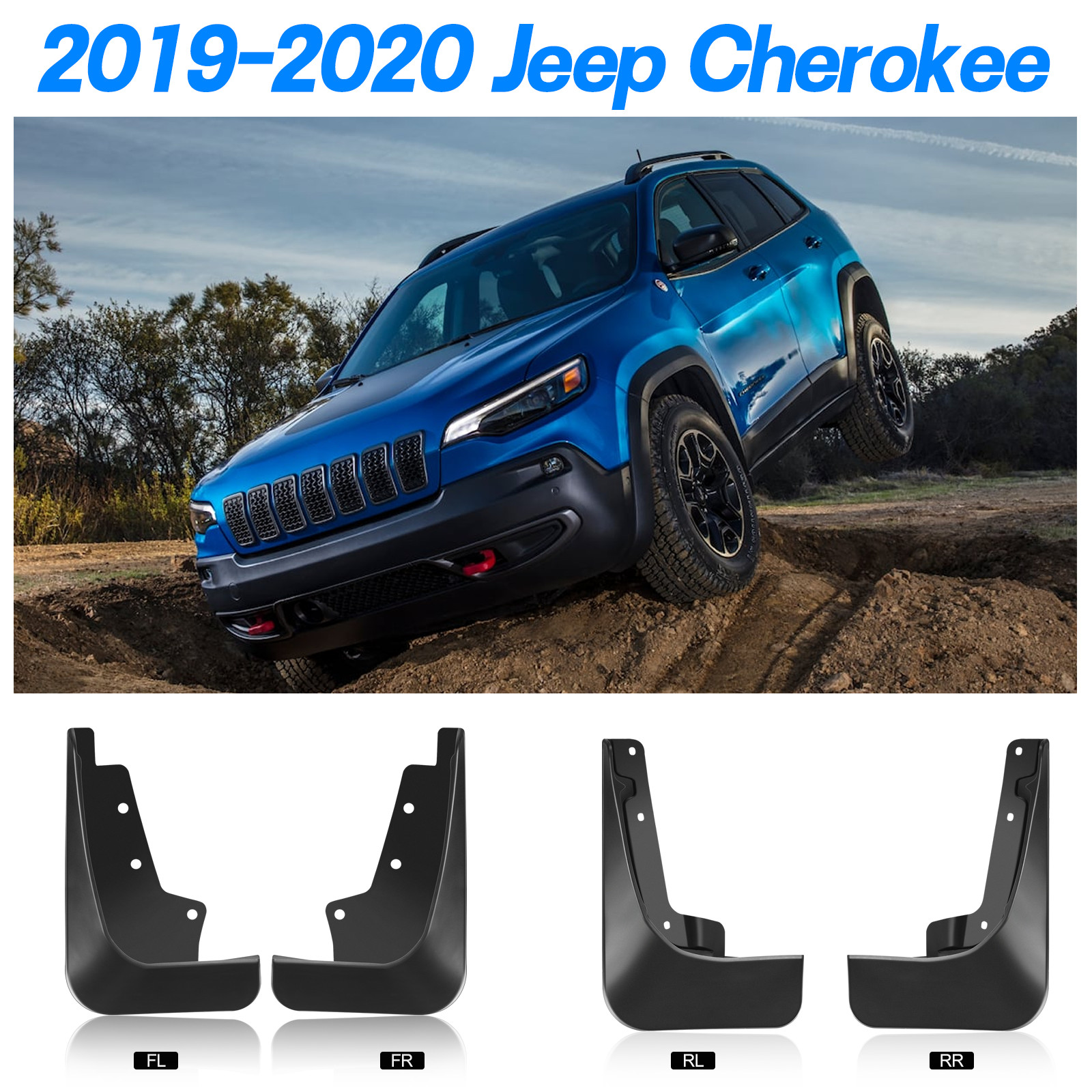 Front Rear Splash Guards Mud Flaps For Jeep Cherokee 2019-2021 2.0/2.4/3.2L 4x