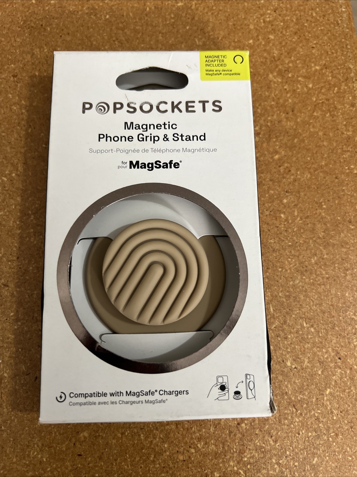 PopSockets MagSafe Round PopGrip Phone Grip & Stand Popout Curves Latte OPEN NEW