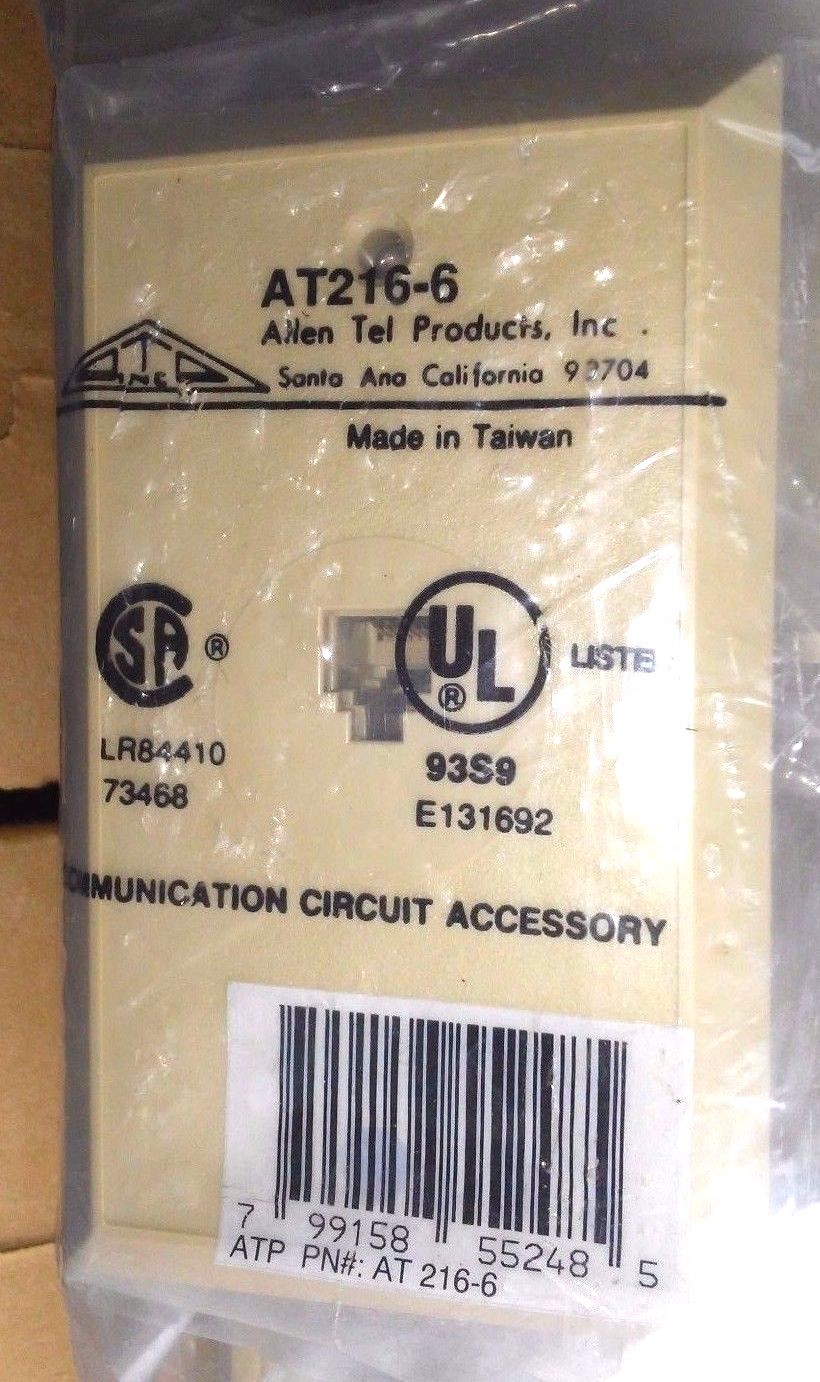 Allen Tel AT216-6 Flush Jack 6 Wire/Pin Ivory Wall Mount - NOS Lot of 2 NEW