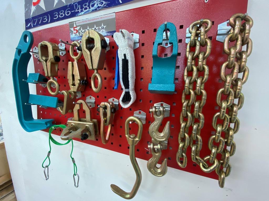 SET#55 HEAVY DUTY AUTO BODY FRAME MACHINE 16 PIECE PULLING TOOLS AND CLAMPS
