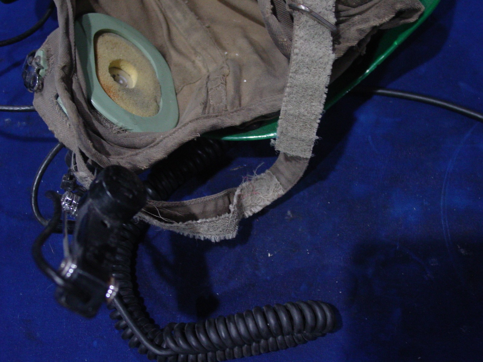 Flight Deck Crewman’s Helmet Green w/ Headset David Clark Sz. 7.5 & 1974 Goggles