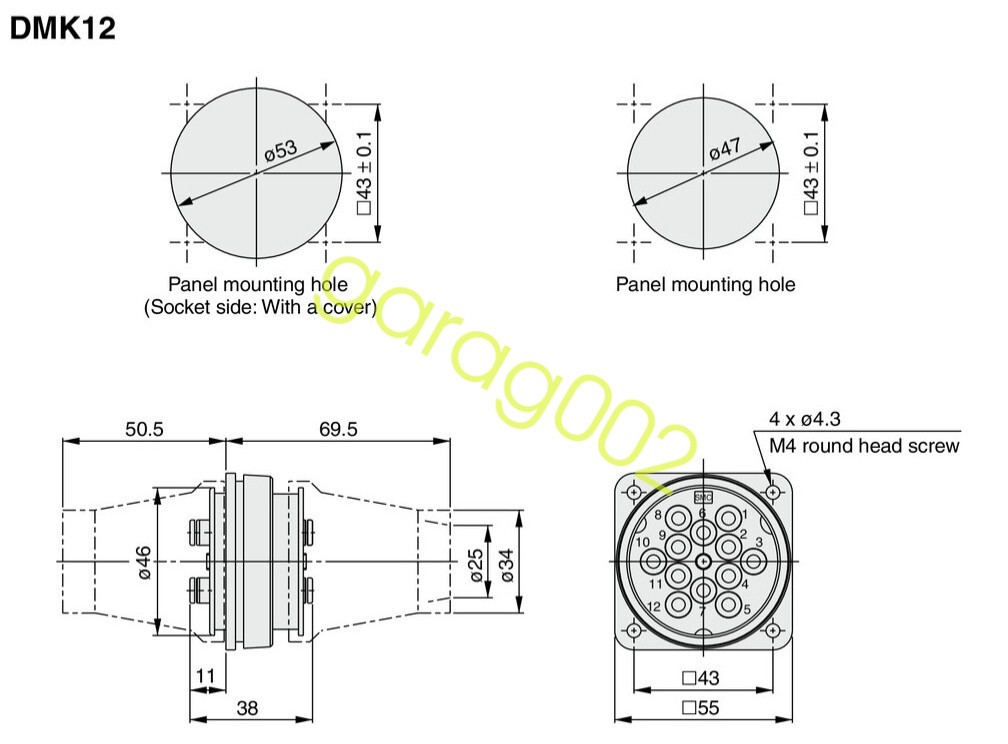 SMC DMK12P-23 Multi-Connector with One-touch Fittings Plug Side
