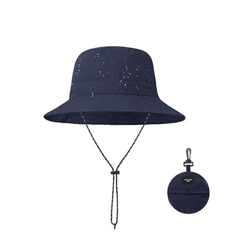 Waterproof Bucket Rain Hat for Men Women, Outdoor Fishing Hat Navy Blue