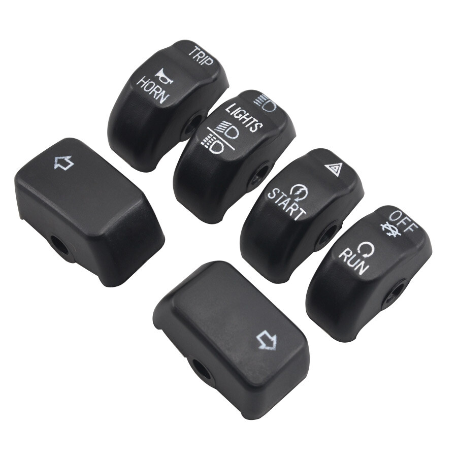 6pcs Black Hand Control Switch Housing Button Cap For Harley Softail Sportster