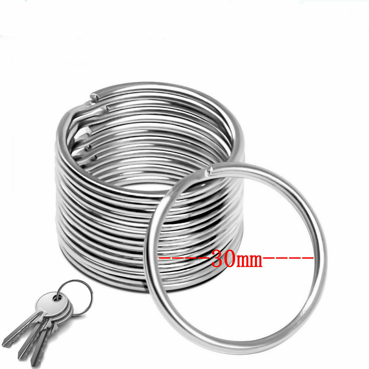 Stainless Steel Key Ring Split Rings Solid Round Wire Keyring Key chain 15-35mm