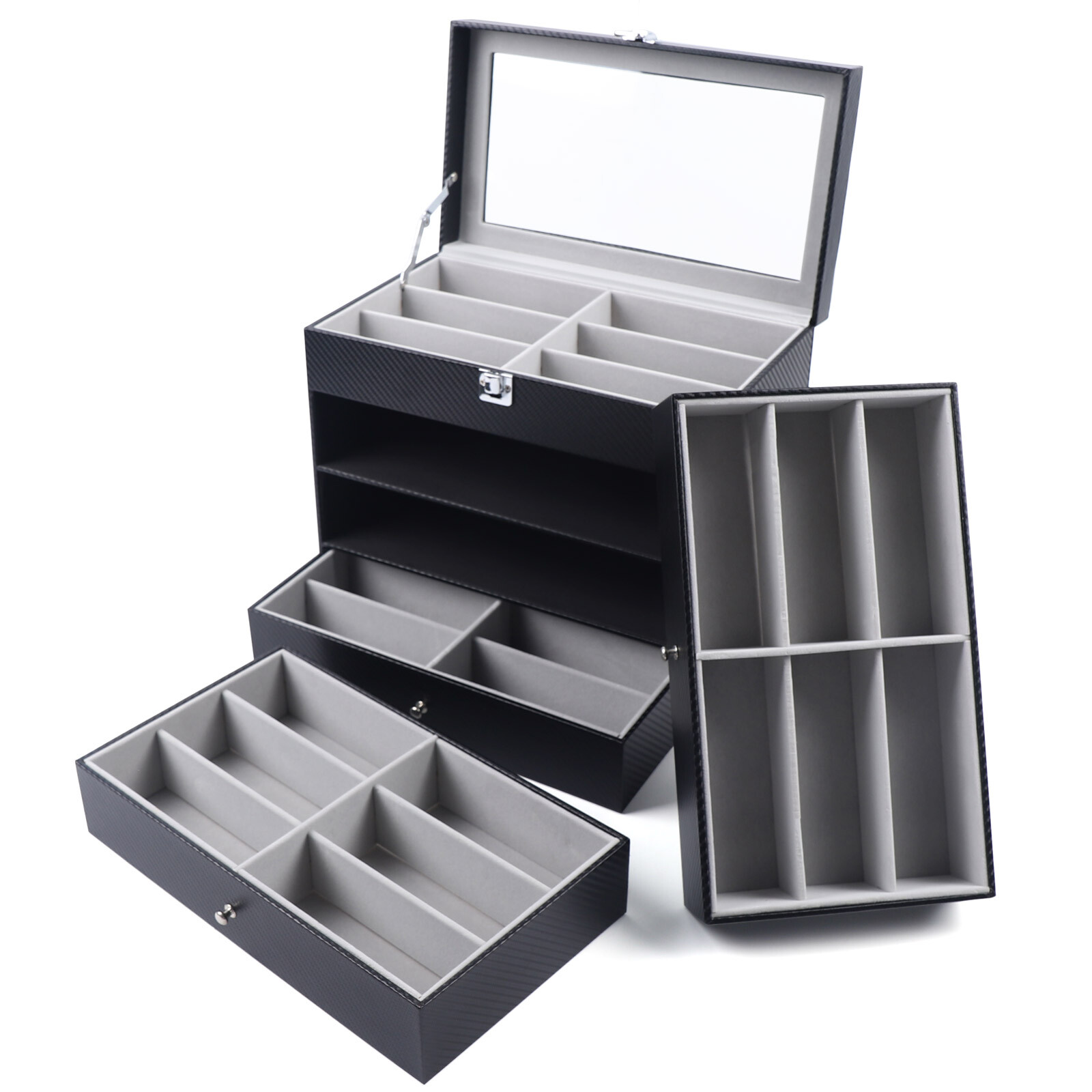 24-Slots Multiple Glasses Organizer Eyeglass Sunglass Storage Box Display Holder