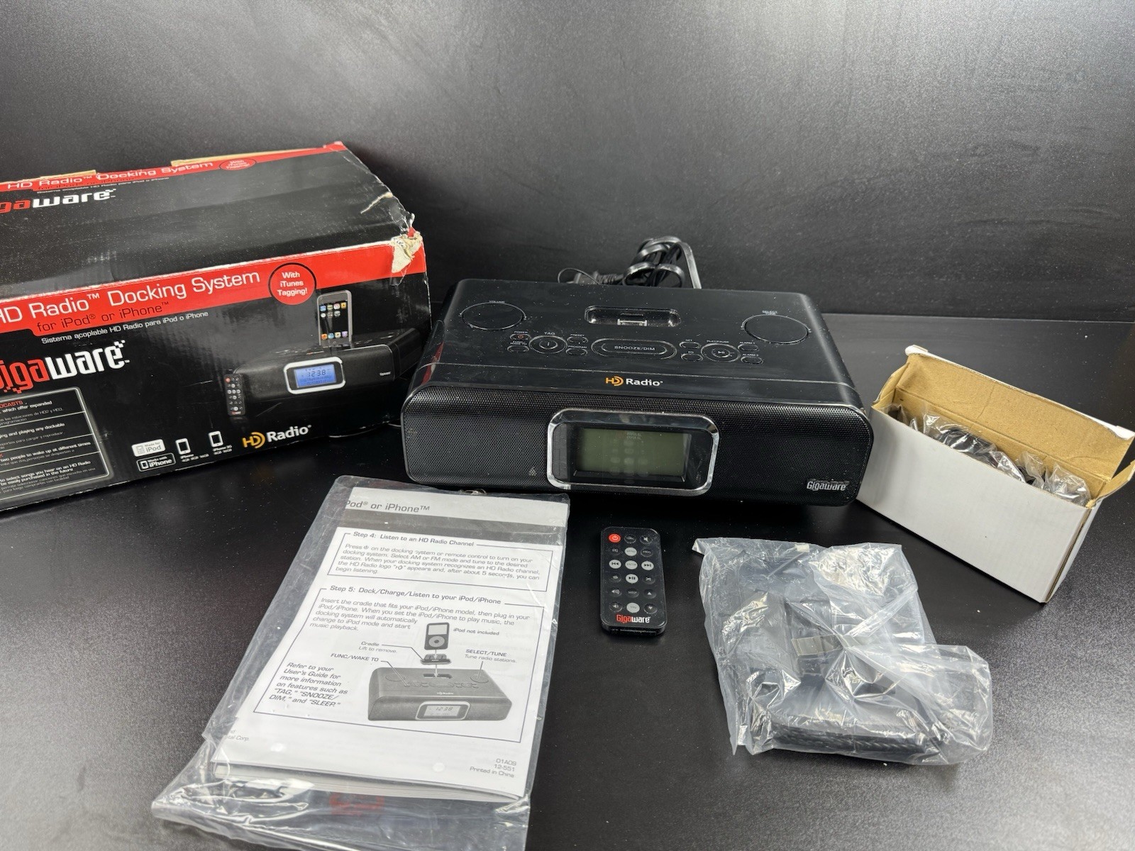 Gigaware HD Radio Model 12-551 With Bluetooth Adapter, Remote, & Box