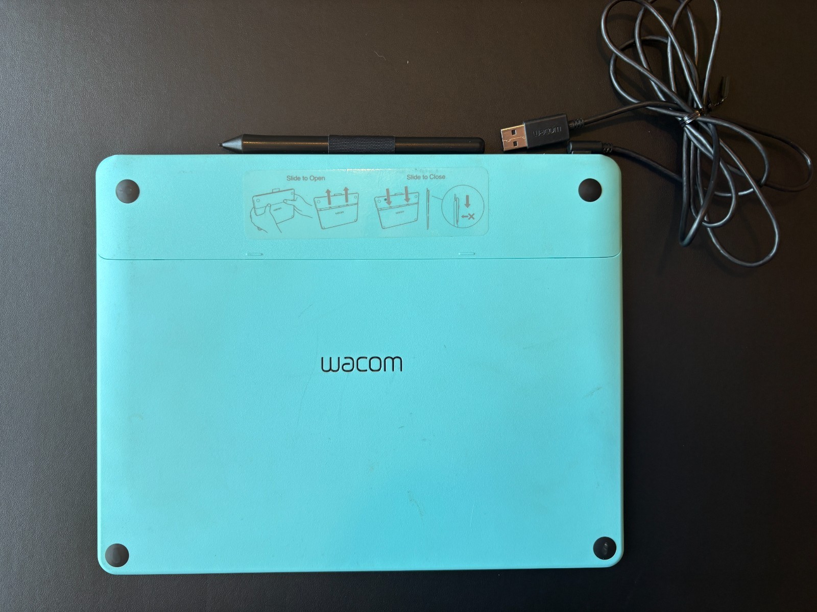 Wacom Intuos CTH-690 Medium Pen & Touch Tablet Blue w/ LP-190 Pen USB Cable Test