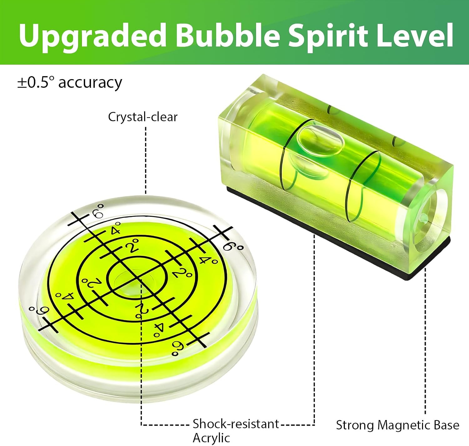 9Pcs Small Bubble Spirit Level, Mini Magnetic Square Bubble Levels, Circular Sp