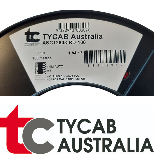 4mm (1.84mm2) 28 amp TYCAB Wire Single Core Various Lengths