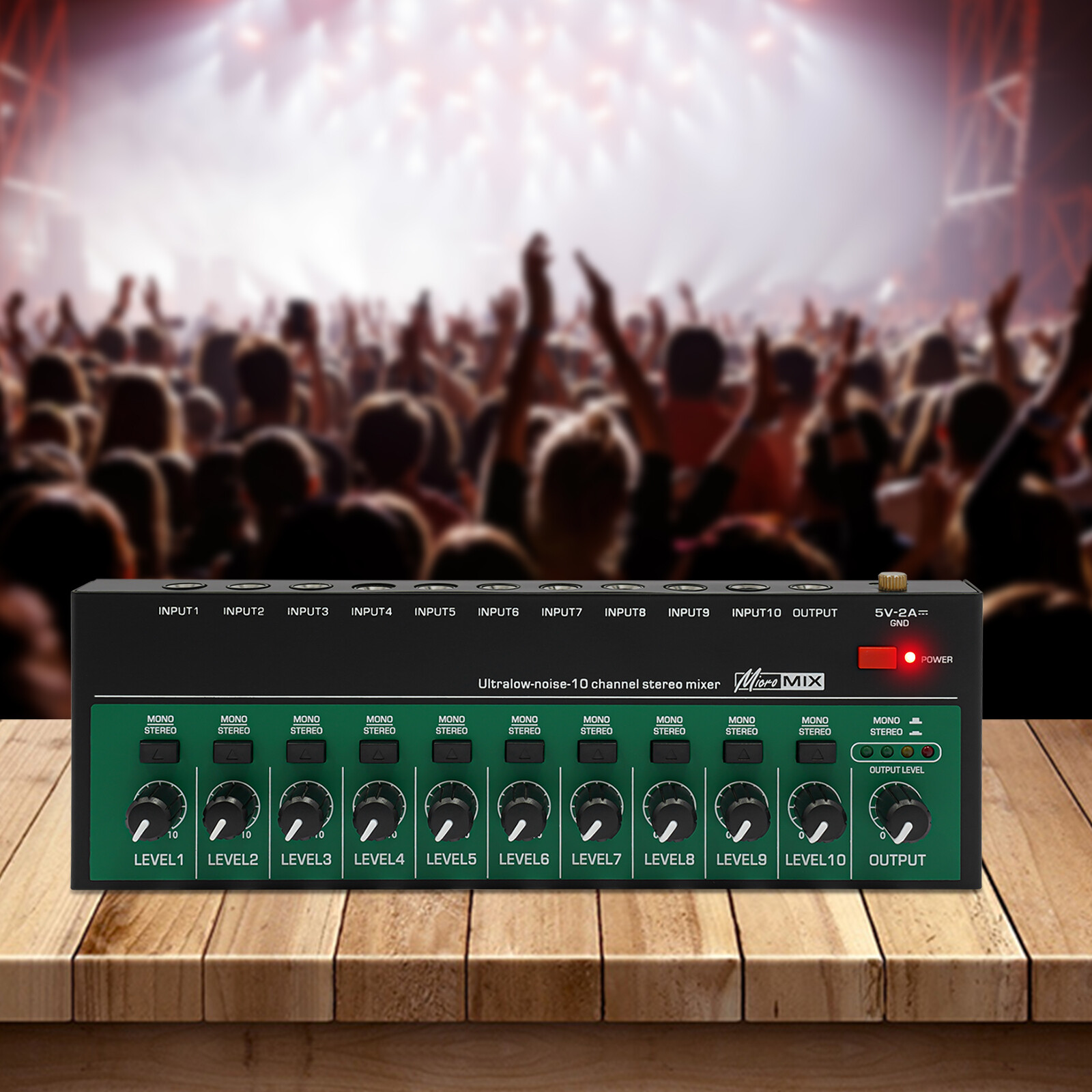 Professional Powered Mixer Power Mixing Amplifier 10 Channel Amp USB 10W