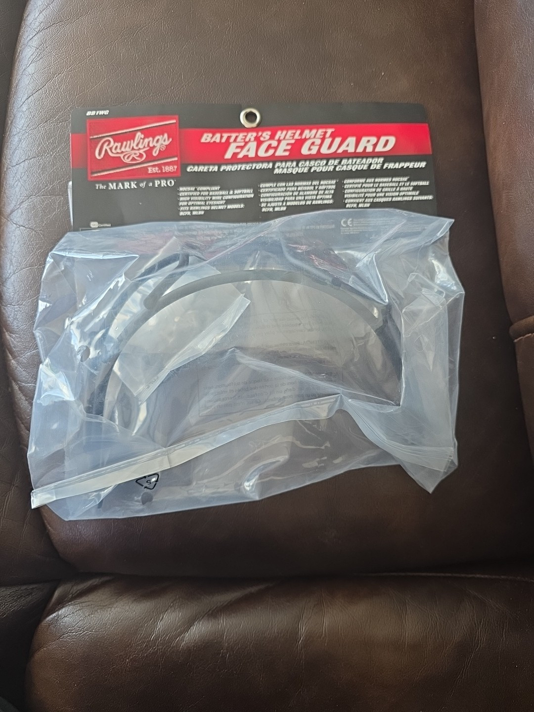 Batters Helmet Face Guard Rawlings Black WALBB1WG-B Baseball Accessory