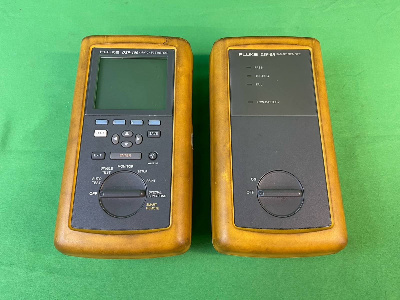 Fluke DSP-100 LAN CableMeter & DSP-SR Smart Remote Power Tested Blank Display