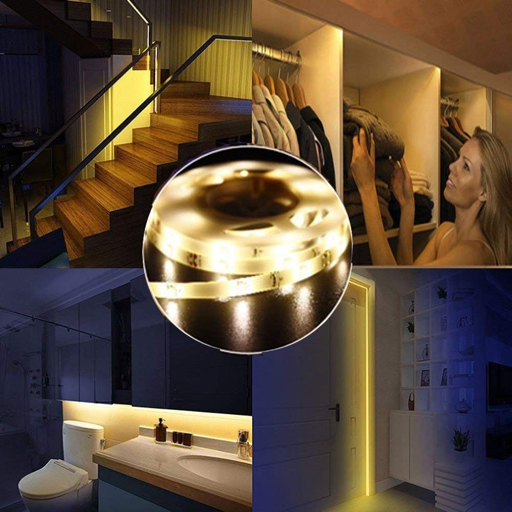 Motion Wardrobe Light, 2M Closet Lights, PIR Auto on/Off, Battery Powered War...