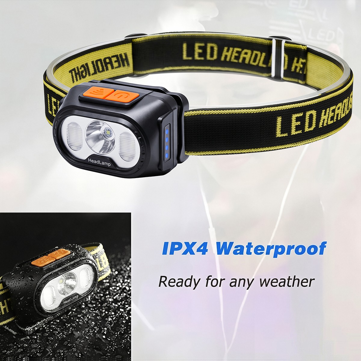 Mini Headlamp USB Rechargeable Headlight Torch Camping Front Lantern Work Lamp