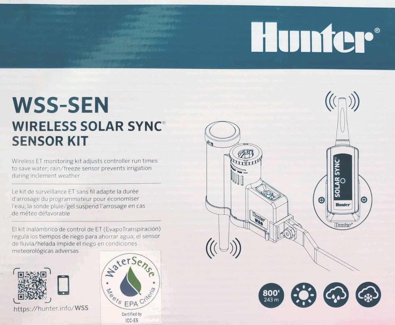 Hunter WSS-SEN Wireless Solar Sync Rain Sensor Kit