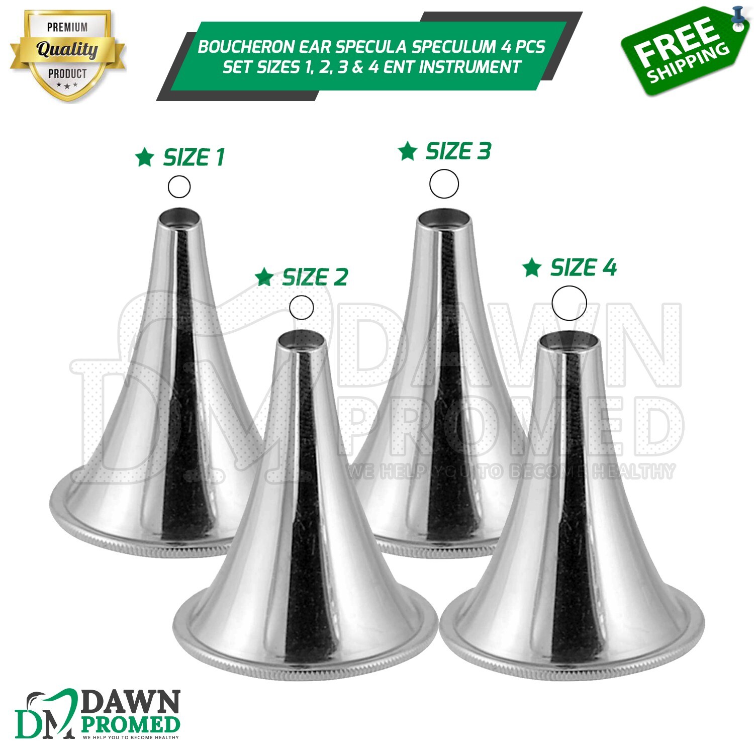 Boucheron Ear Specula Speculum 4 Pcs Set Sizes 1, 2, 3 & 4 ENT Inst German Grade