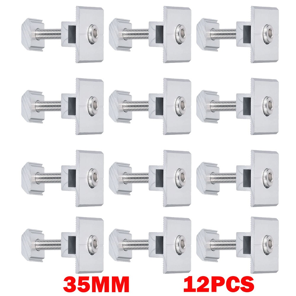 12Pcs Solar Panel Middle Clamp 35mm Aluminium Solar Panel Mount Mid Clip NEW