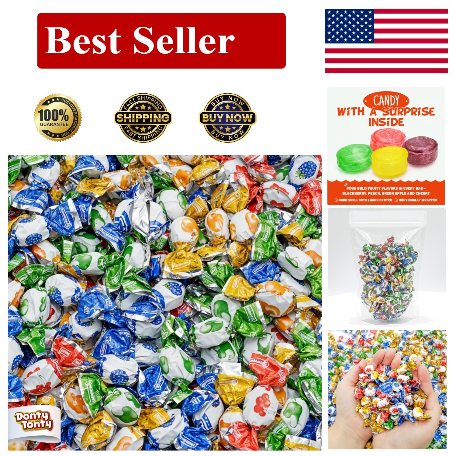 GLITTERATI Tropical Fruits Italian Mini Hard Candies, Individually Wrapped Go...