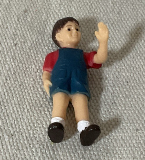 Vintage Safari Limited Young Boy Red Shirt Overalls Farm Figurine 2”