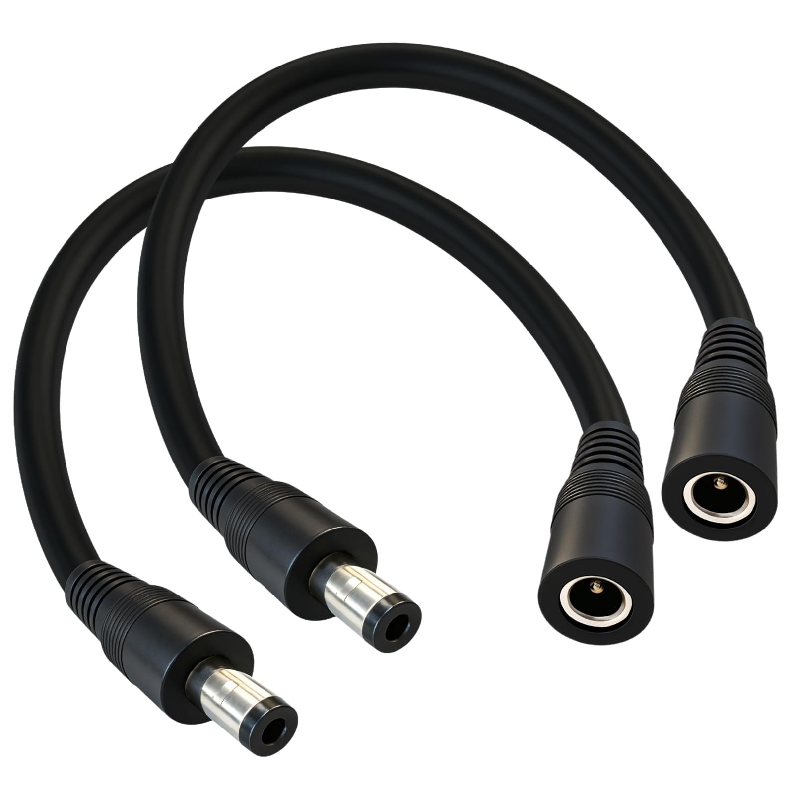 2pcs14AWG 5521mm Male-to-Female Connector, 12V/24V/36V DC Extension Cable(Bla...
