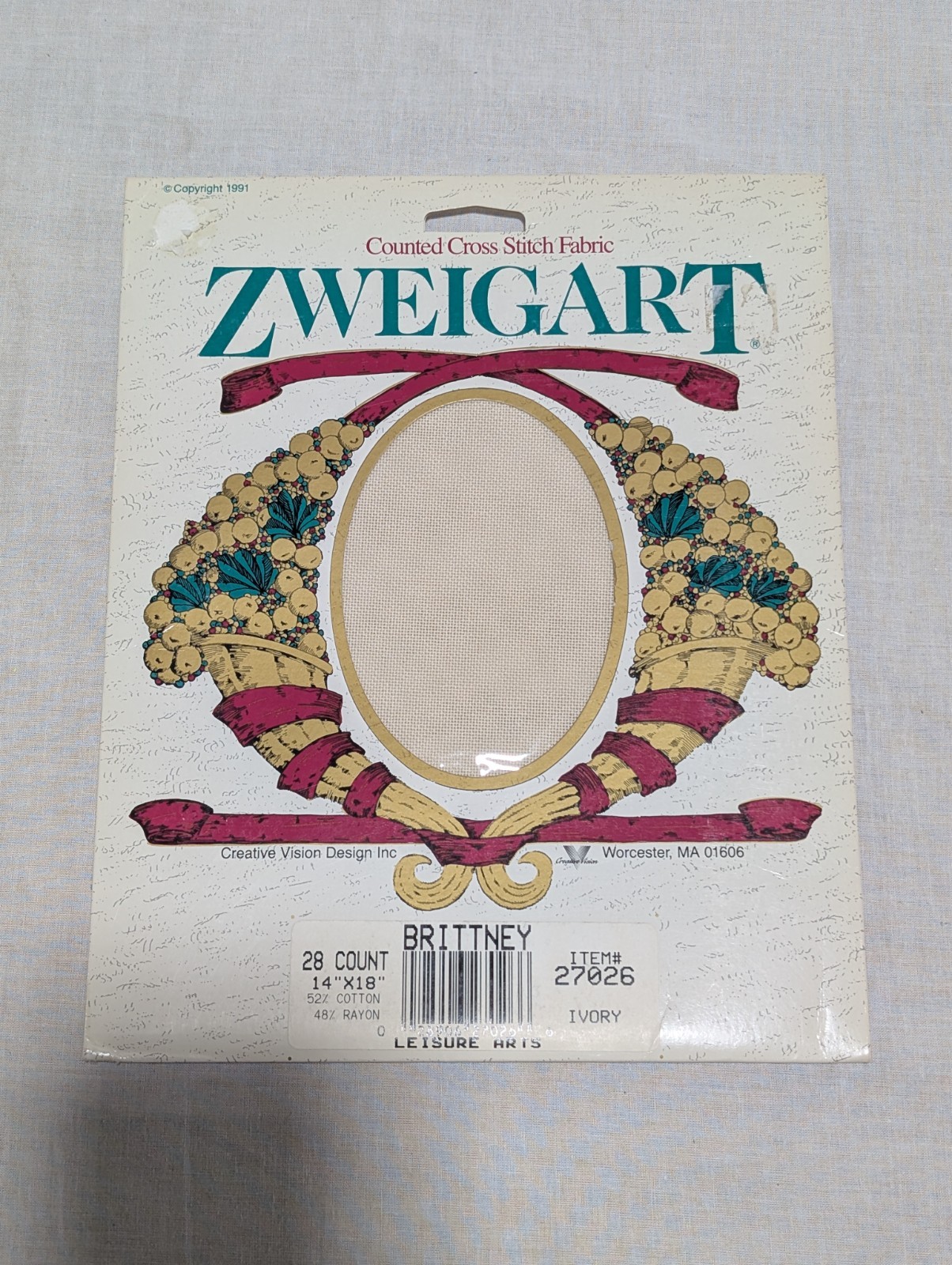 Zweigart Counted Cross Stitch Fabric 28 Count Ivory 14" x 18"  New in Sealed Pkg