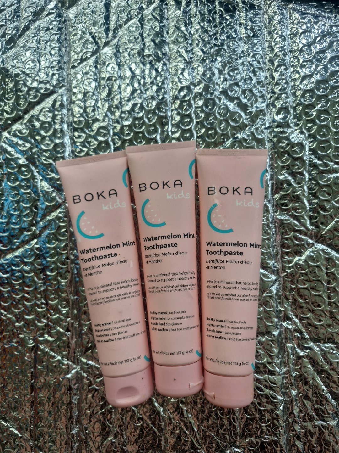 3 Boka Kids Watermelon Mint Toothpaste Pink 4 oz
